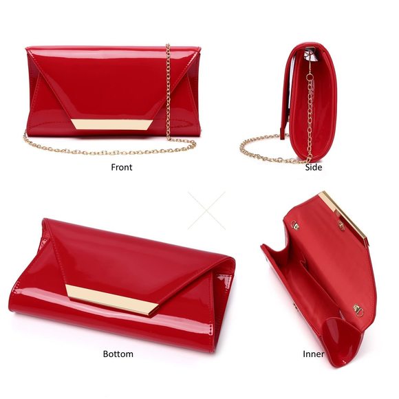 Patent Leather Envelope Clutch Evening Handbag Stylish Shoulder Bag :') - Picture 3 of 9